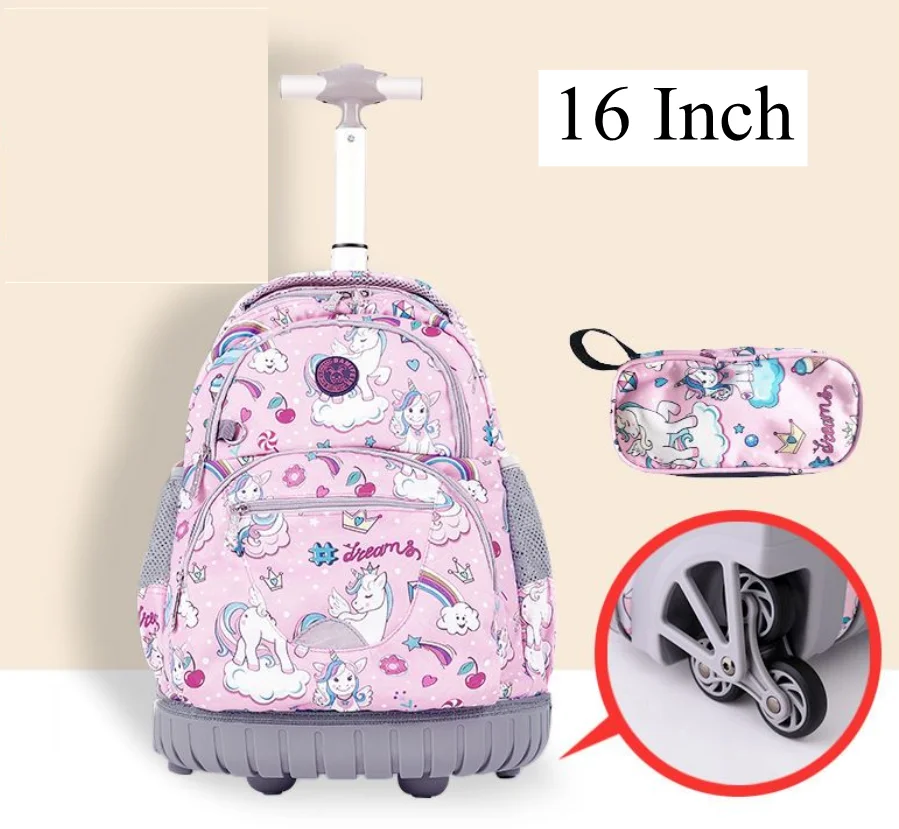 Trẻ Em 6 Bánh Xe Trường Xe Đẩy Túi Kid Của Vali Du Lịch Bé Trai Xe Đẩy Du Lịch Hành Lý Ba Lô Cho Bé Con Túi bé Gái