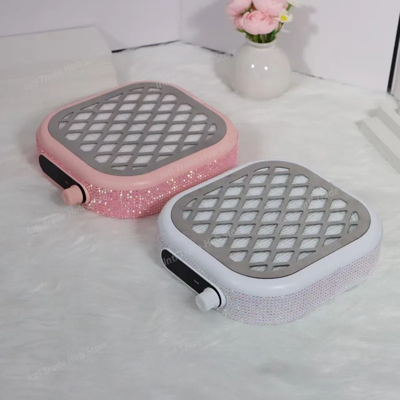Mini Portable, Small Turbine, Quiet and Powerful Desktop Nail Dust Collector with Electric Power and Diamond Inlaying