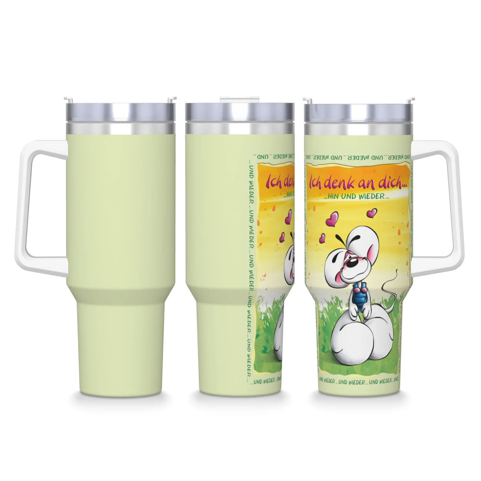 Comic Cartoons Diddl Stainless Steel Tumbler  Travel Thermal Cups With Straws and Lid 40oz Car Mugs Cold Drink Water Bottle