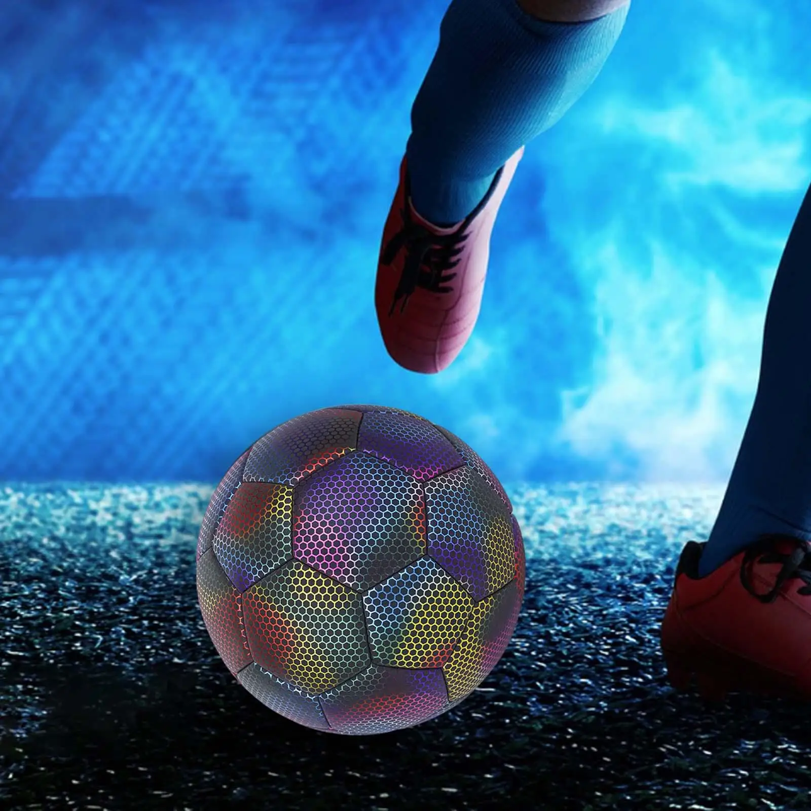 Holographic Reflective Soccer Ball, Luminous Official Match Ball, Glow in The