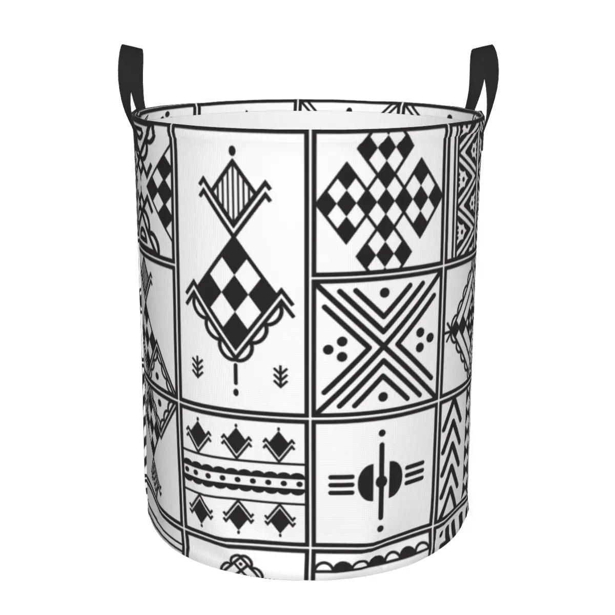 Customized Kabyle Amazigh Motif Graphic Laundry Hamper Large Clothes Storage Basket Geometry Ethnic Berber Toy Bin Organizer