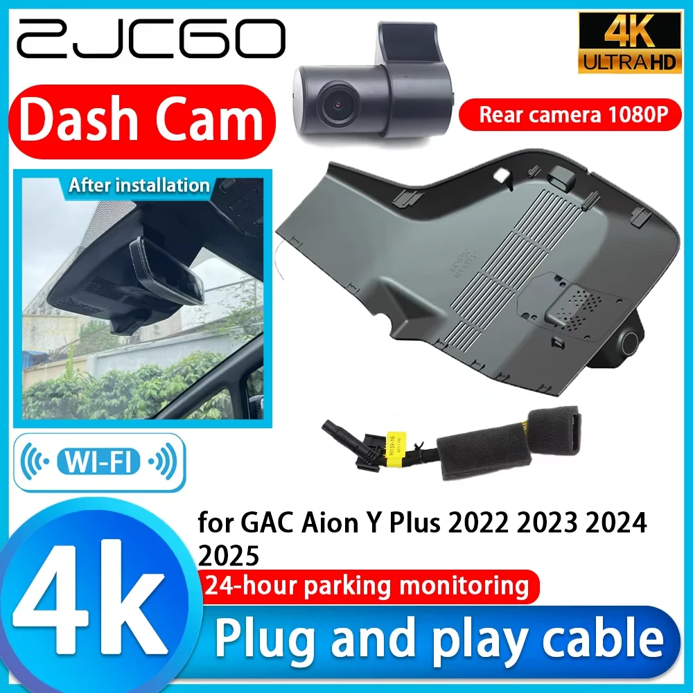 ZJCGO for GAC Aion Y Plus 2022 2023 2024 2025 4K DVR Dash Cam Camera 2160P UHD Lens 24h Monitor Video Recorder Night Vision