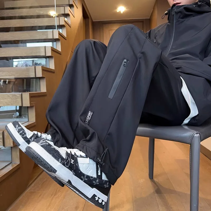 メンズ 2025年 春秋 新作 速乾 ゆったり カジュアル ストレート スポーツ ワークウェア カジュアル ロングパンツ ロング丈パンツ 無地