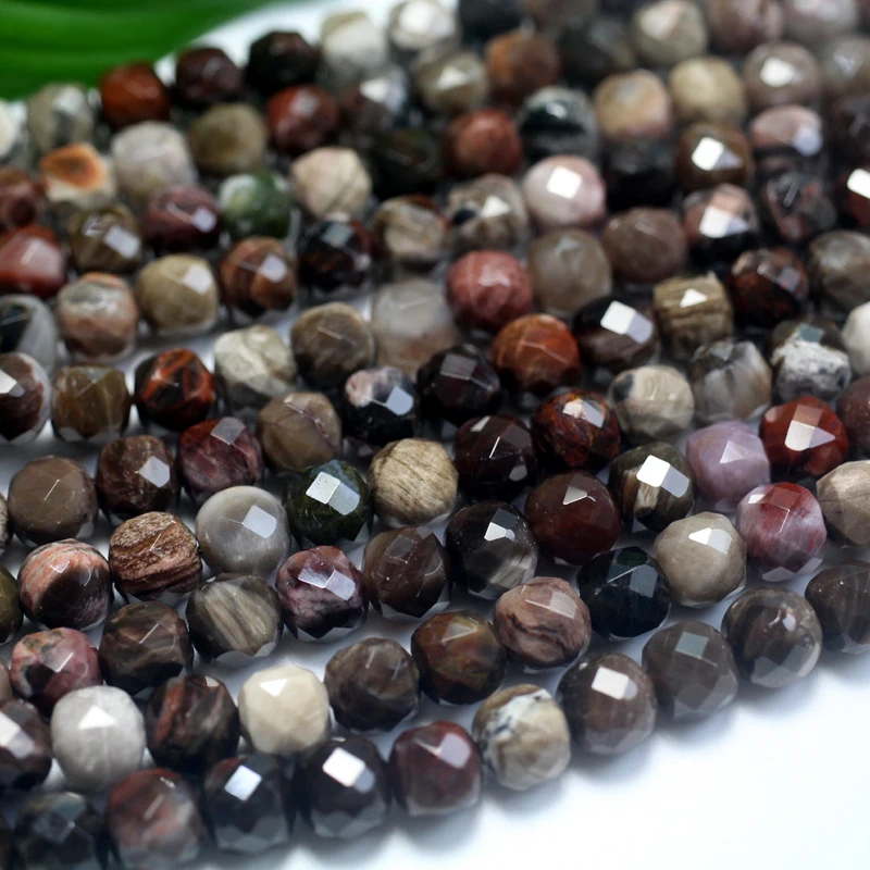 Meihan Natural Silicified Wood 8mm Faceted Irregular Loose Beads For Jewelry Making Design & Gift