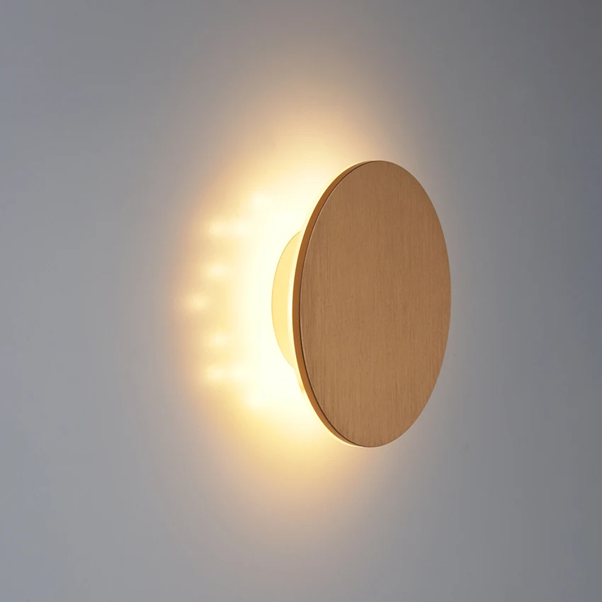Modern Round Wall Lamp 15cm/20cm LED Black/White/Gold Aluminum Acrylic Light Fixture Easy Install for Living Room Bedroom