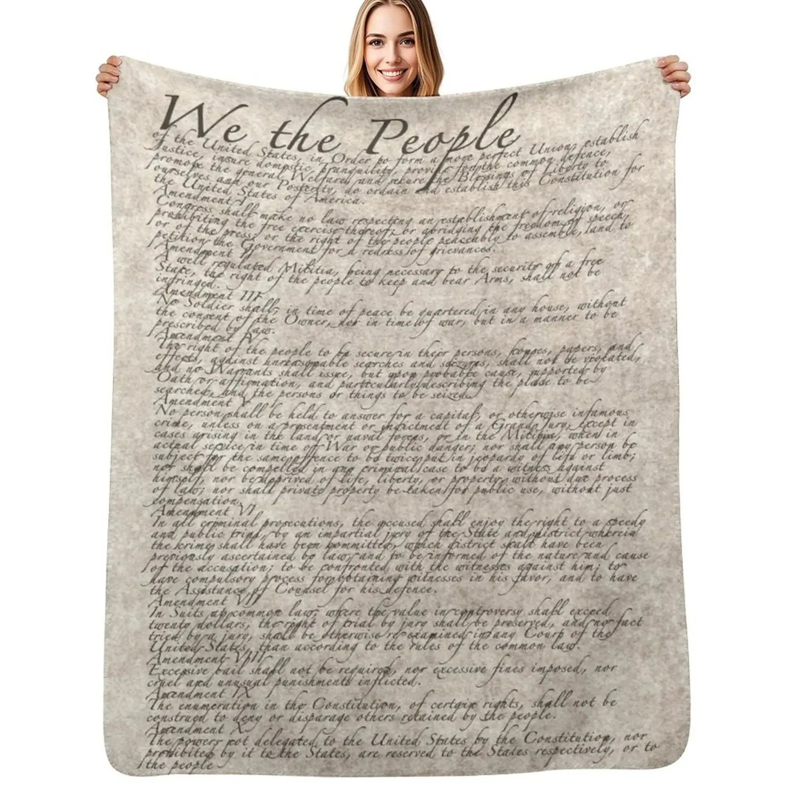 

US Constitution The Bill of Rights on parchment paper Throw Blanket Luxury Throw Plush Blankets For Bed Single Blanket