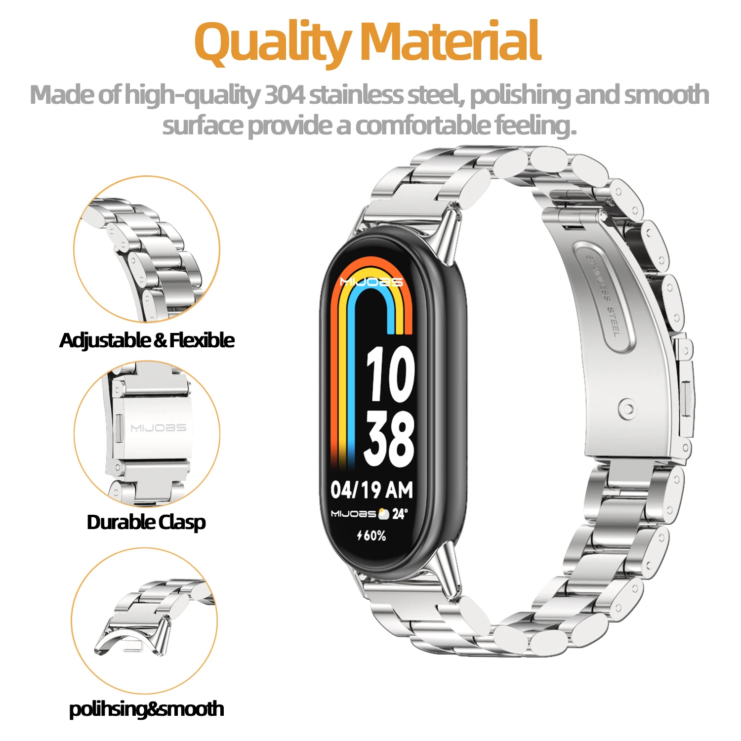 حزام لـ Mi Band 9 8 سوار معصم معدني لساعة for Xiaomi Mi Smart Band 9 Miband 8 ملحقات بديلة