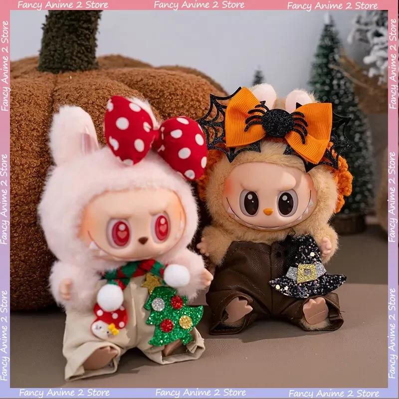 Halloween Weihnachten Themed Labubu Puppe Kleidung Geeignet für V1 V2 V3 Mini Plüsch Puppe Kleidung Mode Puppe Party Zubehör