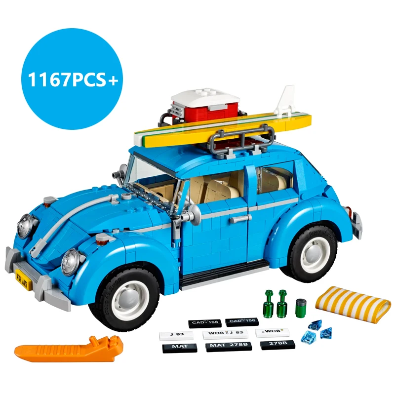 1167PCS Technical Blue Beetle Camper Car Building Blocks Model Creative Vehicle MOC 10252 Set Toys Bricks For Kids Adults Gifts