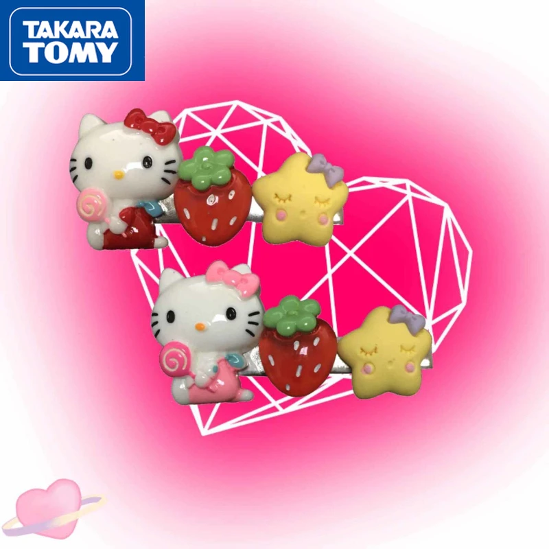 

TAKARA TOMY New Girl Hello Kitty Cute Lollipop Strawberry Star Bangs Hairpin Student Sweet Portable Side Clip Hair Accessories