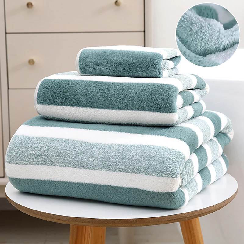 Soft Thickened pure cotton Striped Face Towel Water Absorption and Quick Drying Solid Color Hand Towel For Bathroom Bath Towel