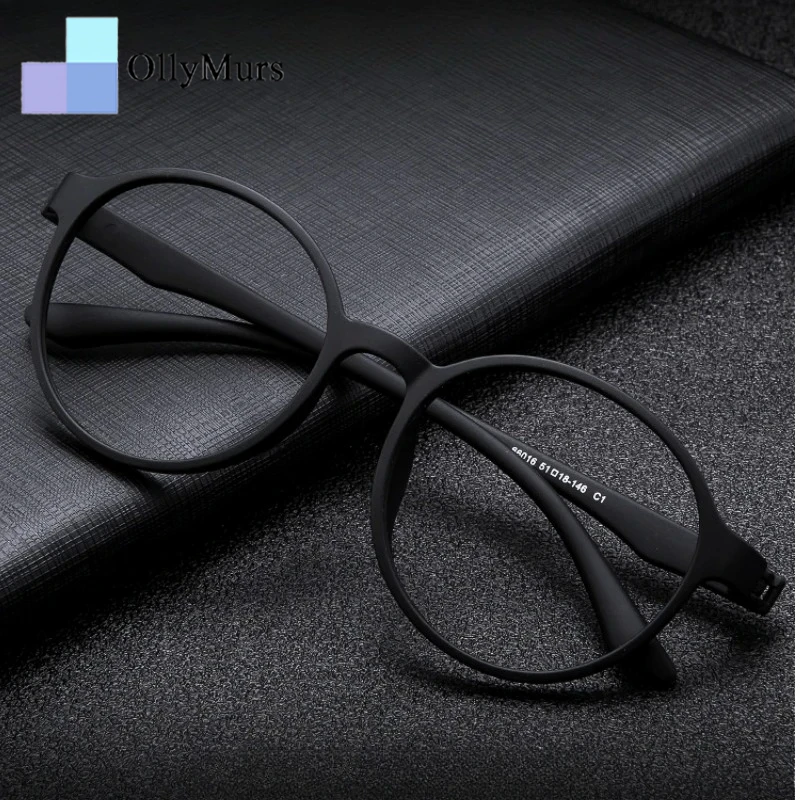 

OLLYMURS Ultraligh Fashion Flexible TR90 Eyewear Big Size Retro Round Optical Prescription Men and Women Eyeglasses Frame 66016