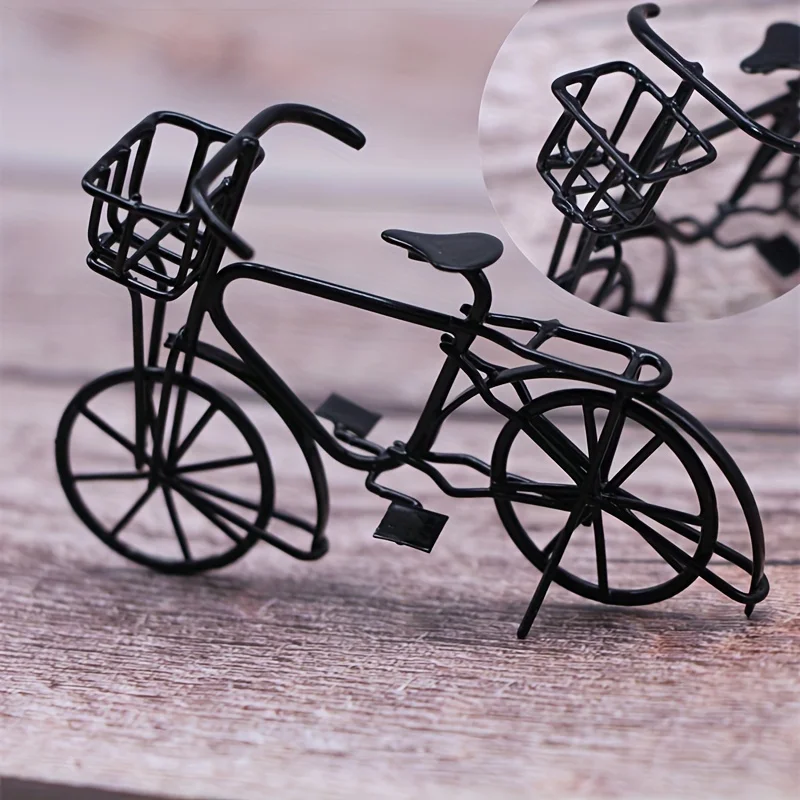 

1pc Dollhouse Miniature Metal Bicycle Model Vintage-Style for Dollhouses Decoration Ornament Accessory Imitate Bike Model Play