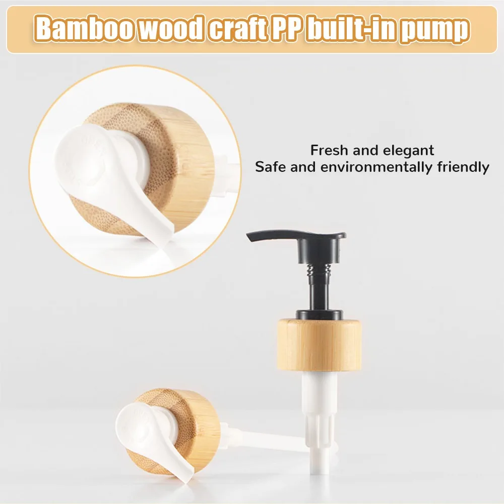 300/500ml Refillable Decor Empty Storage Bottle Bathroom Accessories Bamboo Pump Soap Dispenser Shampoo Pump Bottle