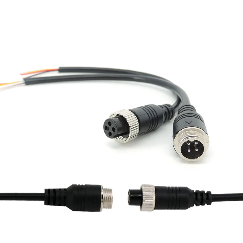 4 Pin M12 Aviation Signal Cable Male Female Plug Wire for CCTV Car Camera DVR Video Monitor Subwoofer U26