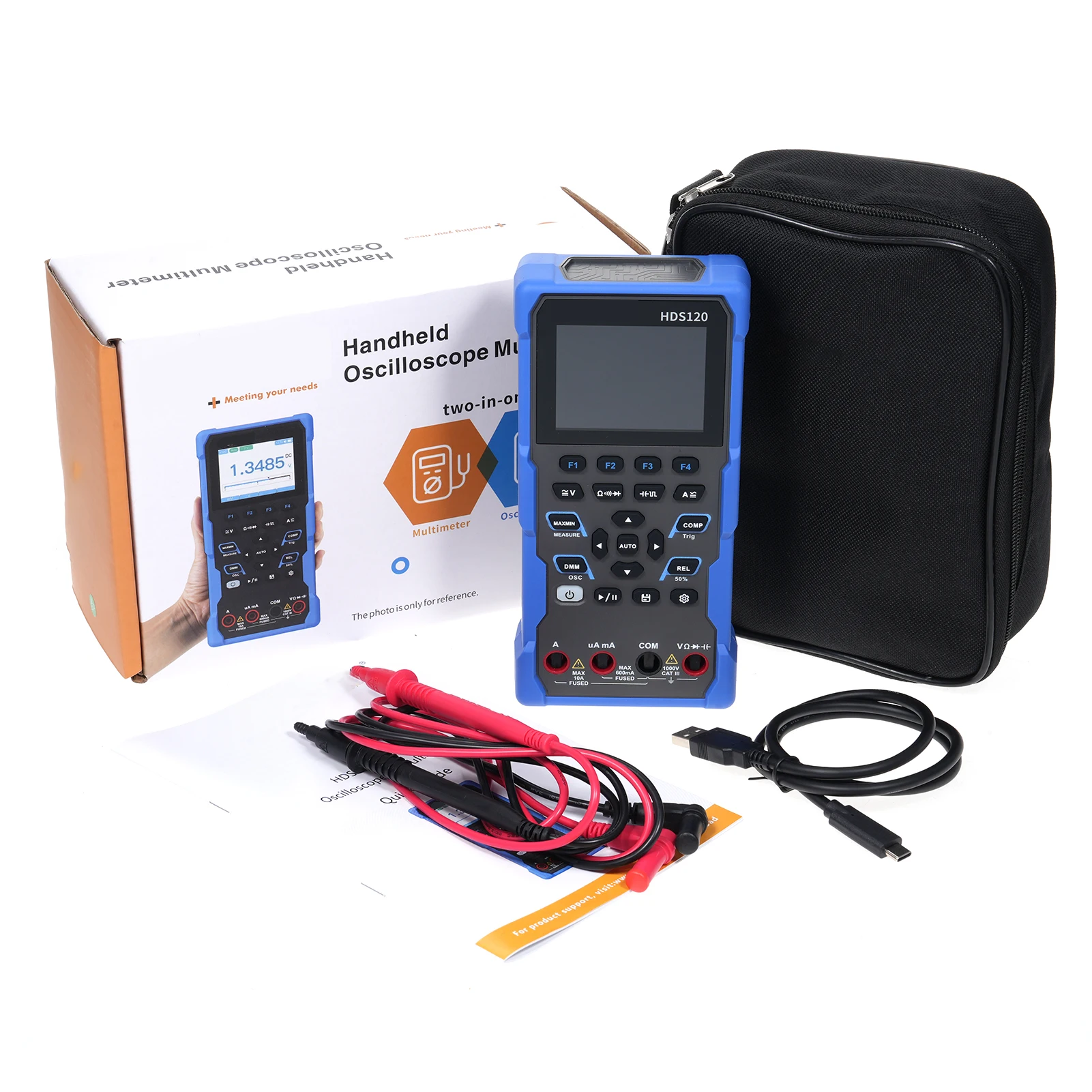 Multímetro de osciloscopio Digital HDS120 2 en 1, probador RMS de 20000 recuentos, rango automático de 5 MS/s, batería de litio de 2600mAh de 2,8 pulgadas