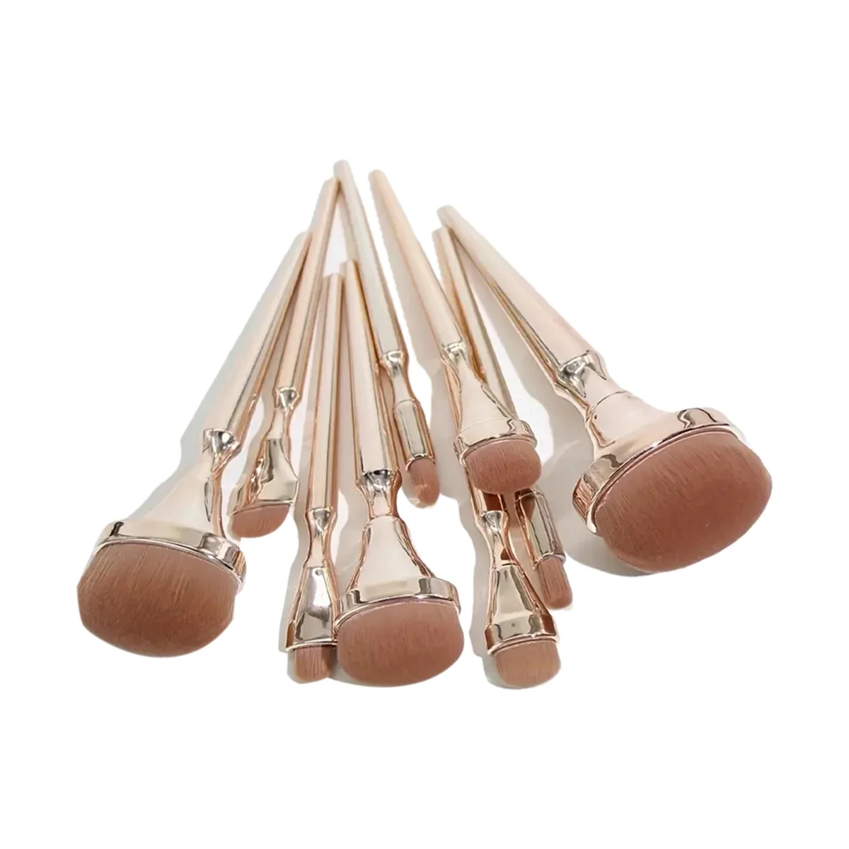 9 pinceaux de maquillage ovales dorés, pour débutants, fond de teint, Blush, ensemble de pinceaux de maquillage sans trace