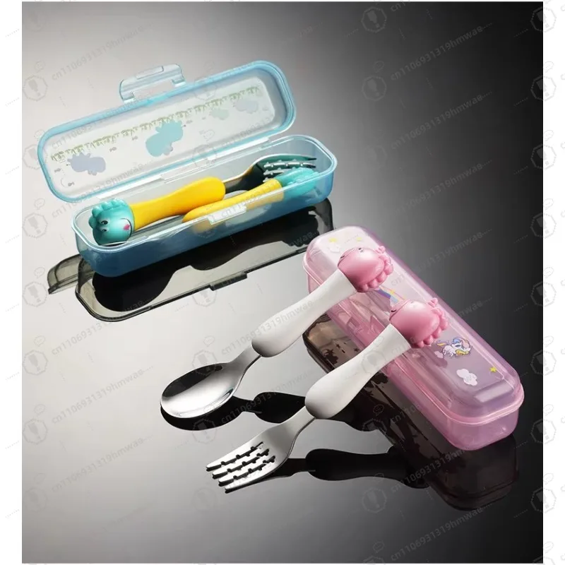 

Cute dinosaur shape portable travel tableware set, stainless steel children's spoon fork
