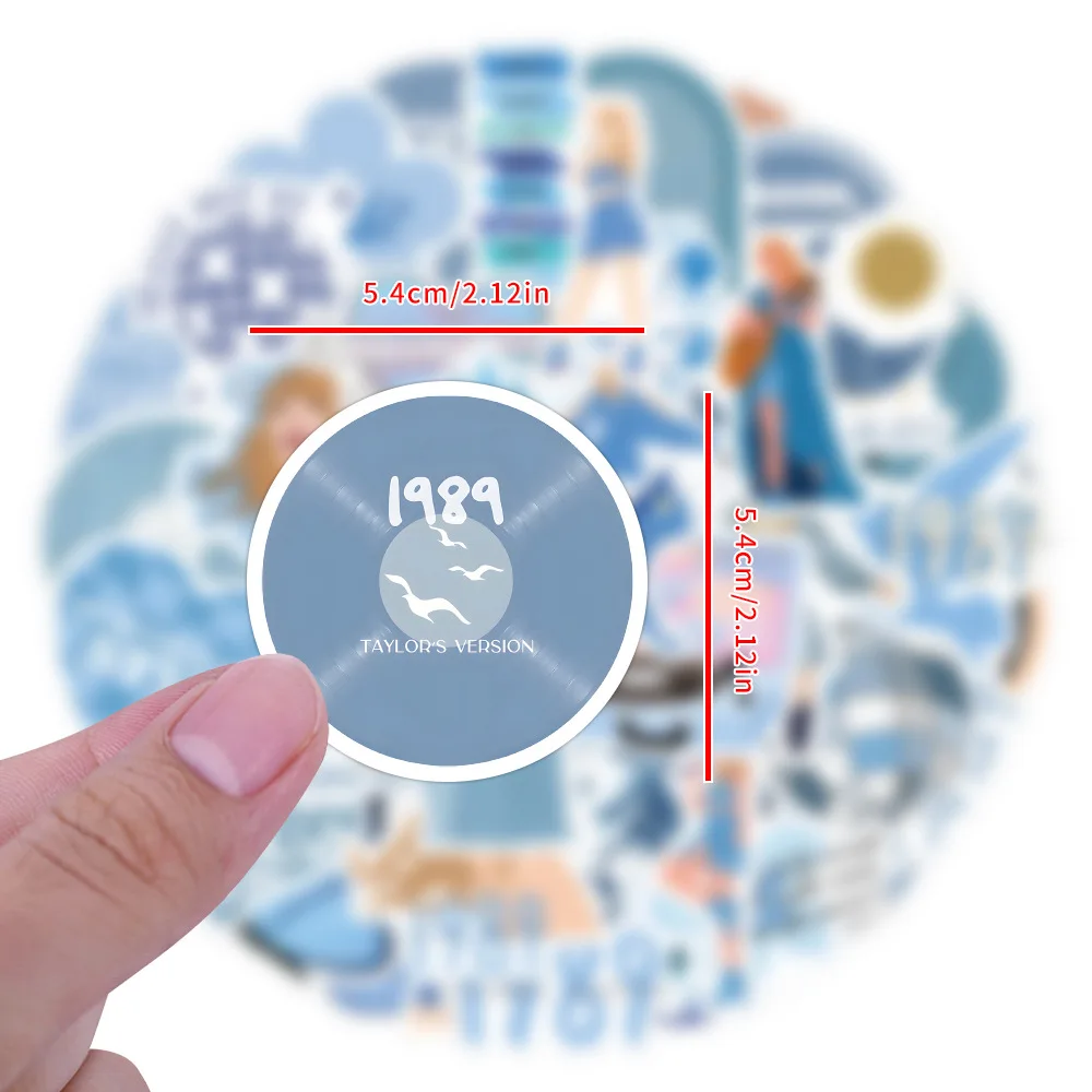 60 قطعة من ملصقات تايلور العصرية، ملصقات جرافيتي للموسيقى الزرقاء، ملصقات خوذة كوب الماء المزخرفة #4