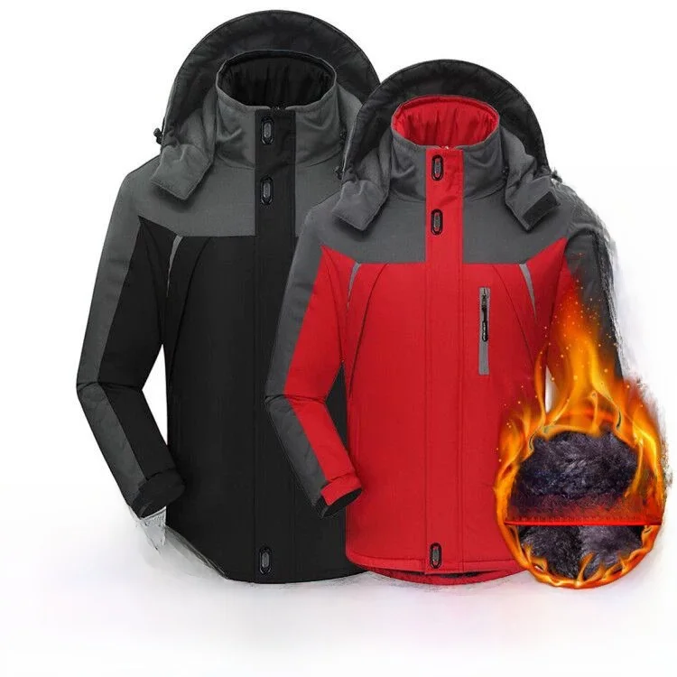 

Men's Winter Jaet Thiened Fce Lined Workwear Cotton Coat Warm Busin Casual Sle Long Sve Zipper ket Coat