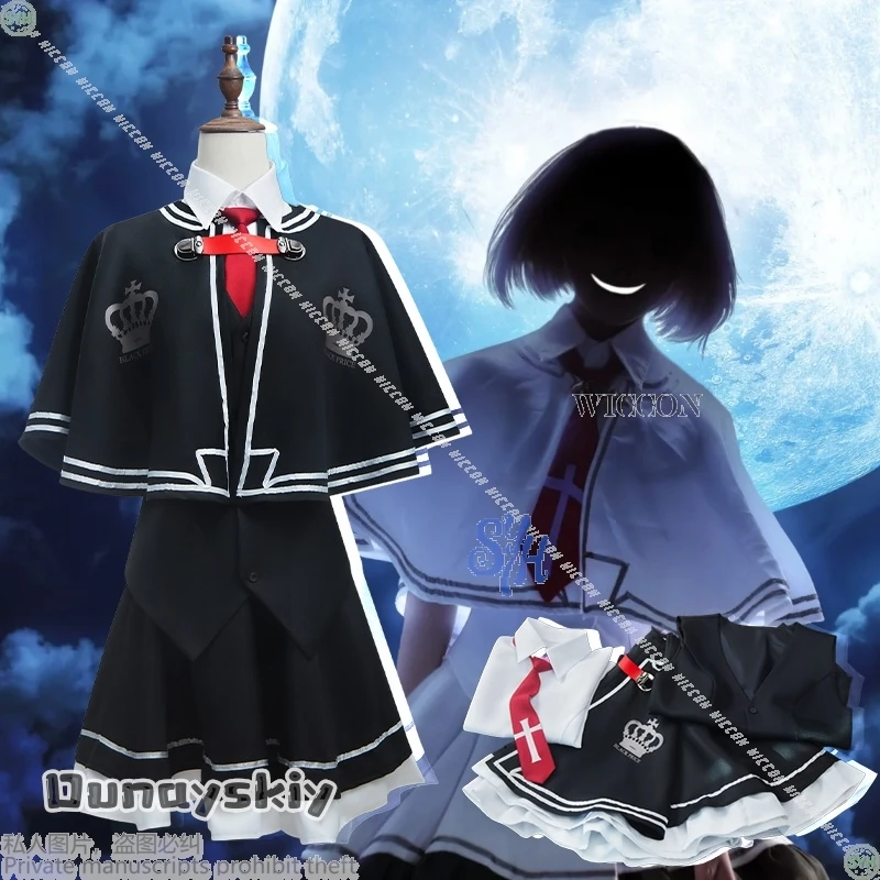 

Anime Wonderful Everyday Down The Rabbit-Hole Cosplay Balck School Gril Uniform Galgame Costume Jirai Kei Lovely Kawaii Japanese