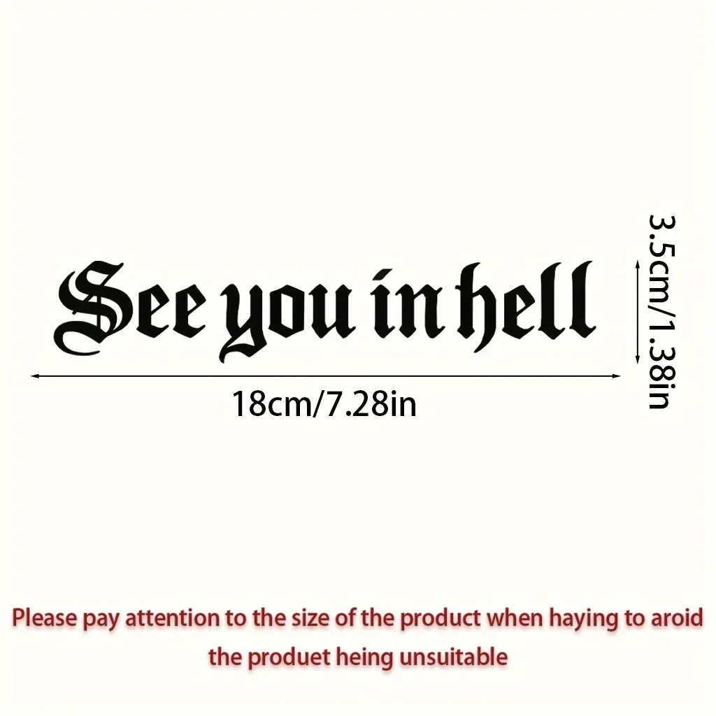 2Pcs Gothic See You in Hell Stickers Waterproof Vinyl Decals for Car & Motorcycle