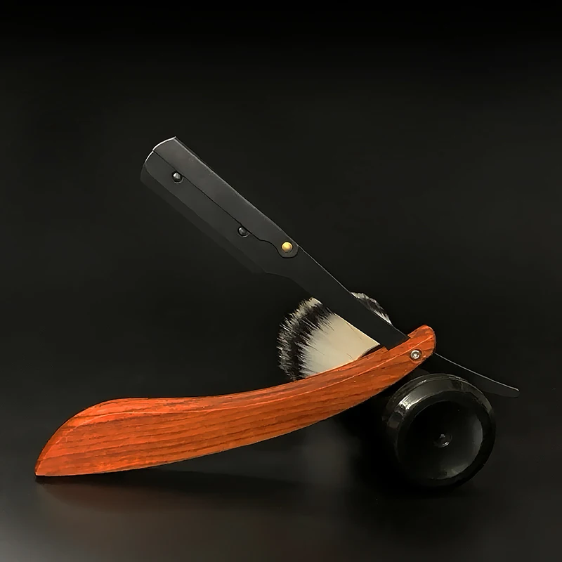 Nueva recortadora de madera, Afeitadora Manual profesional de borde recto de acero inoxidable, maquinilla de afeitar plegable afilada para peluquero, cuchillo de afeitar para regalo