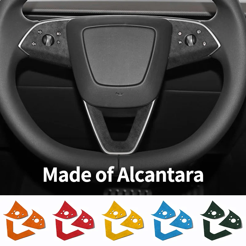 Para Tesla Model 3 (2024-), Marco Decorativo para el Volante, Adhesivo de Protección, Accesorios de Tuning para el Interior del Coche, Hecho de Alcántara