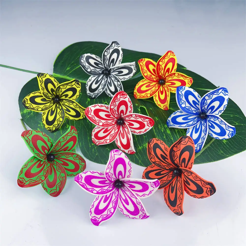 8pcs Fashion Polynesia Style Foam Plumeria Flower Headflower Tahiti Hula Dancer Ear Flower Hawaii Wedding Party Hair Accessories