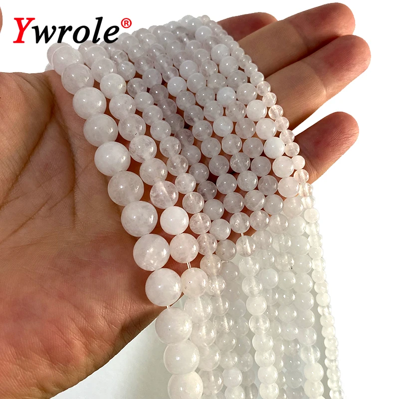 AAA Natural White Jade Stone Beads Loose Smooth Round Gemstone For Jewelry Making DIY Bracelet Earrings Accessories 4-12MM 15''