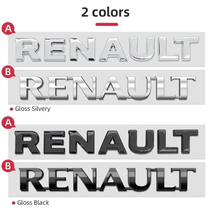 

Glossy Black silvery ABS Sticker Car Rear Trunk Body Emblem For Renault Koleos Duster Megane 2 3 4 Logan Clio Captur Espace RS