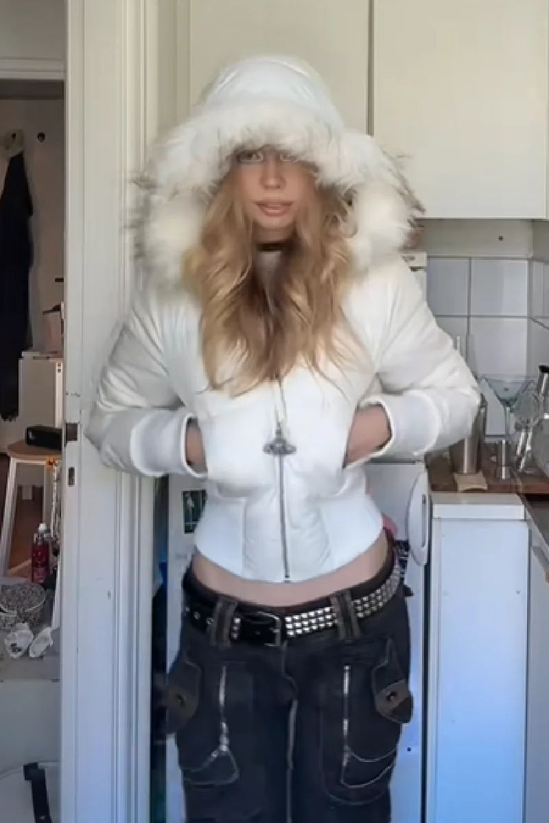 Frauen Einfarbig Pelz Kragen Mit Kapuze Baumwolle gefütterte Jacke Mit Zipper Slim Fit Warme Dicken Mantel 2025, Winter Neue weibliche Oberbekleidung – Detail 11