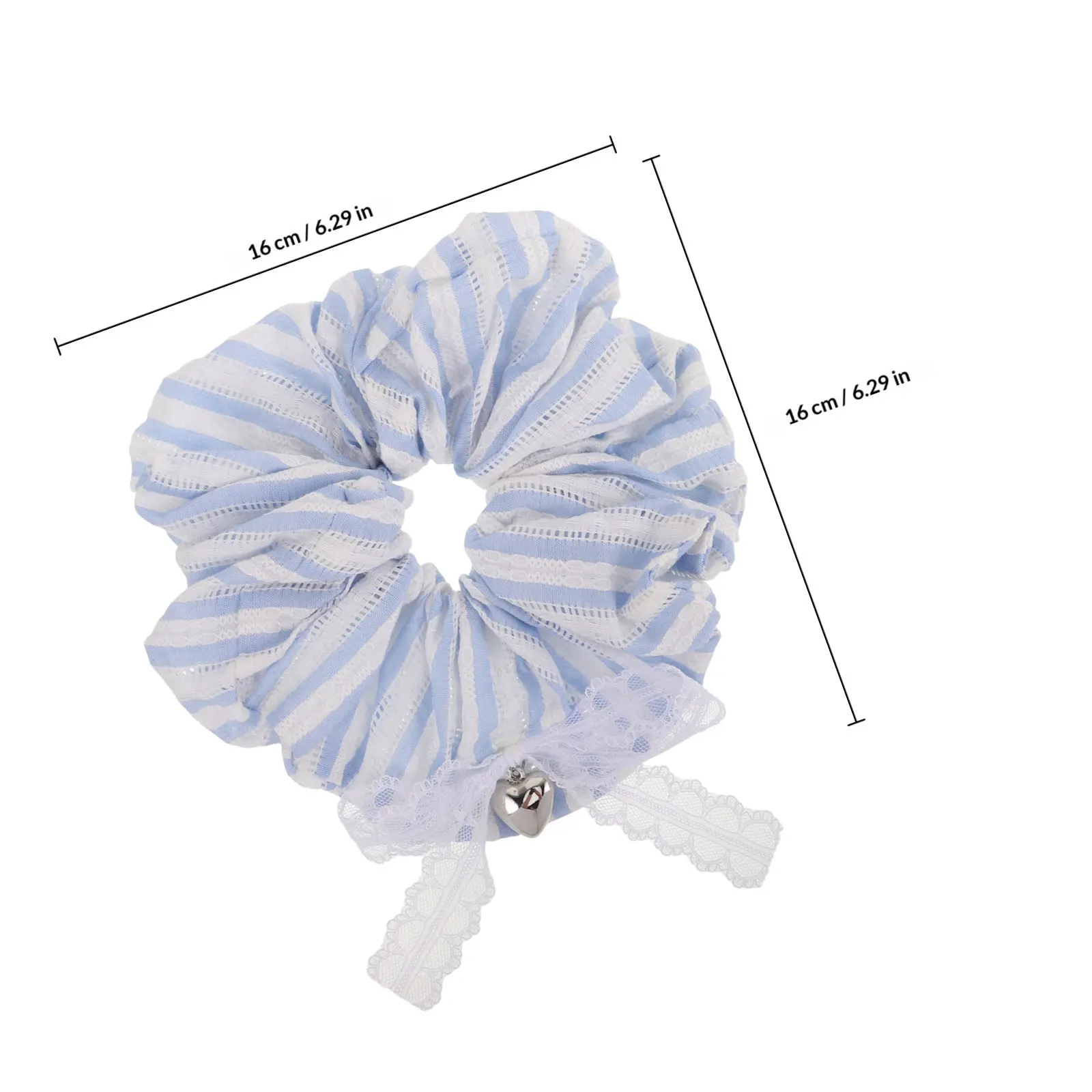 Charming Blue Striped Lace Scrunchies Korean Fashion Soft Elastic Hair Tie for Women Girls Versatile Hairstyle Accessory