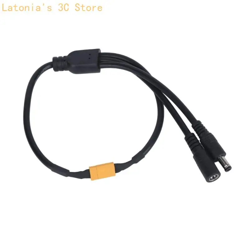 3 in 1 XT30 Charging Cable with 5.5x2.1mm End Styles, 30cm Split Power Wire for Battery Charging Work, Energy Storage Use and