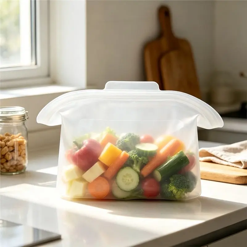 AAAN-Silicone Food Storage Bags 1000Ml- Reusable, Leak-Proof, Heat-Resistant, Microwave & Dishwasher Safe