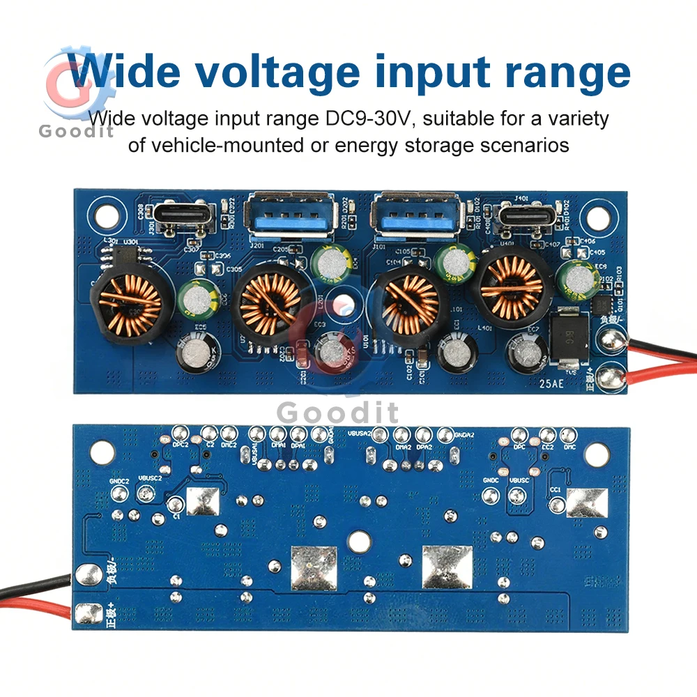 90W Fast Charge Module PD3.0 QC4.0 SCP Type-C USB-A Mobile Phone Quick Charge Adapter 6-35V Step Down Module  for iPhone Samsung