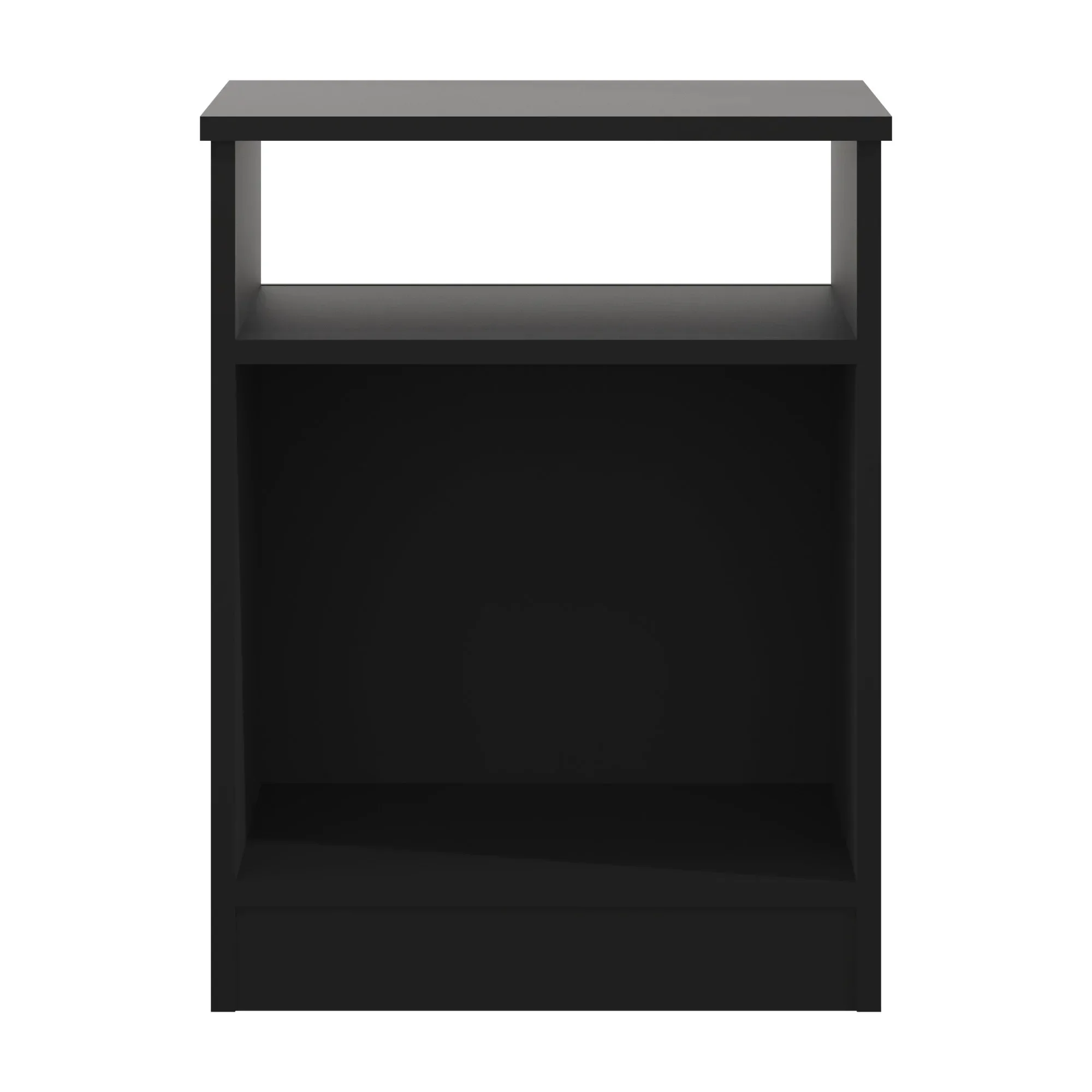 

Black Open Shelf Nightstand, Minimalist Bedside Table with Storage for Bedroom, Small Spaces & Modern Decor, Easy Assembly