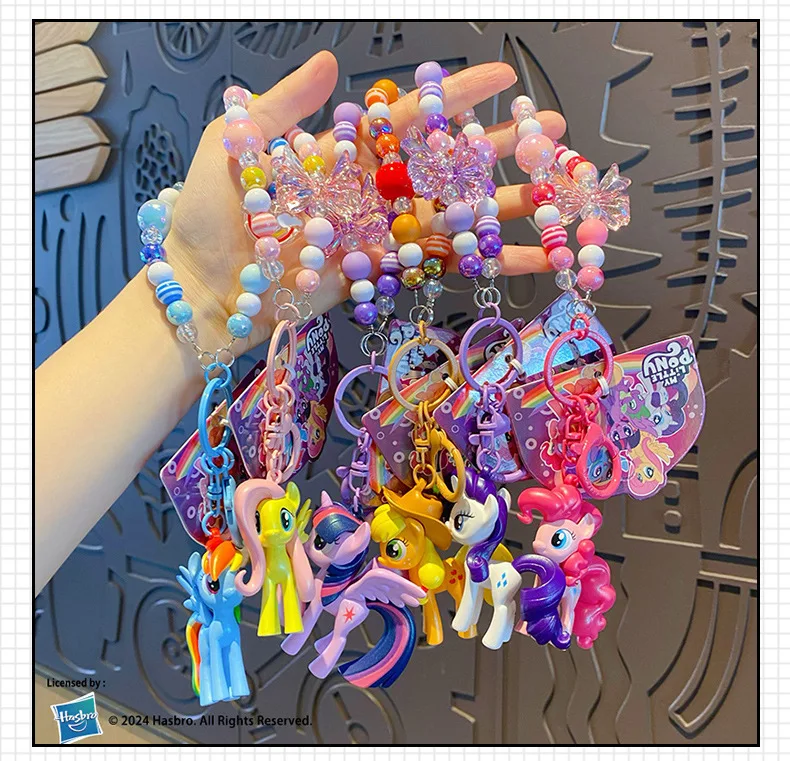 My Little Pony Pendant Keychain Fluttershy Rainbow Dash Twilight Sparkle Action Figures Cartoon Bag Charm Collectible Toys Gifts