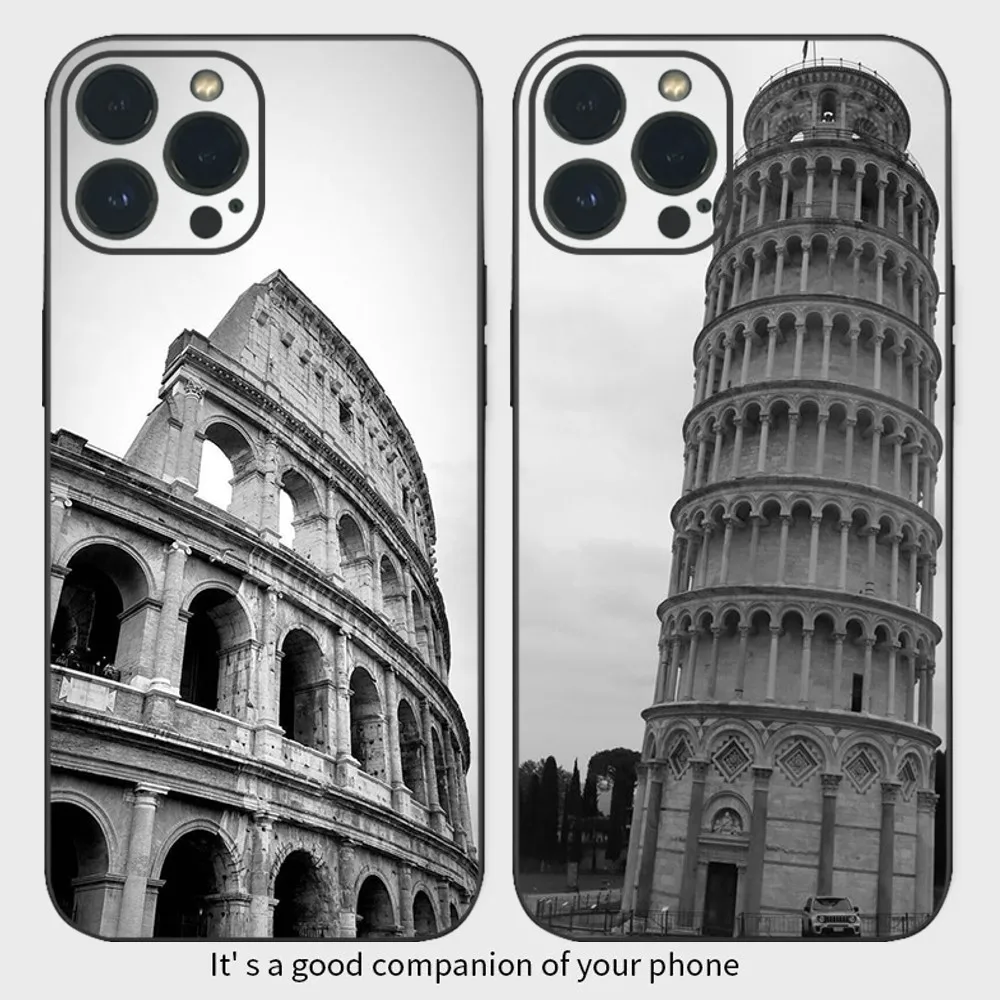 Classic Dark World Landmarks Phone Case  For iPhone16 15 14 13 12 Mini 11 Pro XS Max X XR SE5 6 7 8 Plus Soft Silicone Cover