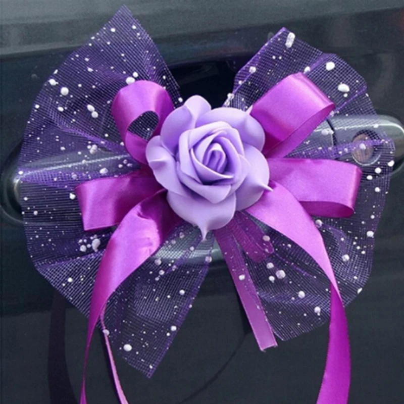 

Свадебные украшения для автомобиля, зеркало заднего вида, декоративные цветы, присоски, цветы назад, украшение на дверь, руль, опционально