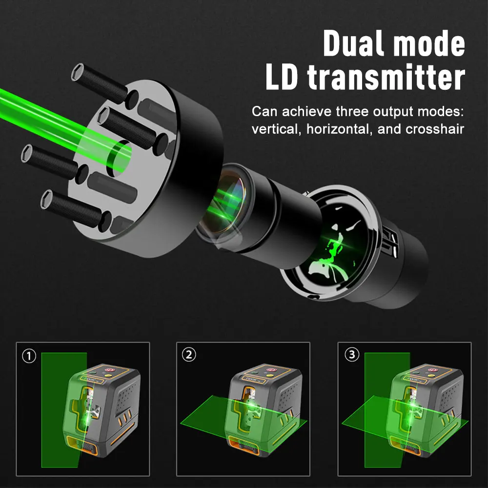 RZ 2 Lines Laser Level Red And Green Beam Self-Leveling Horizontal & Vertical Cross Line Laser Leveling Tools Set