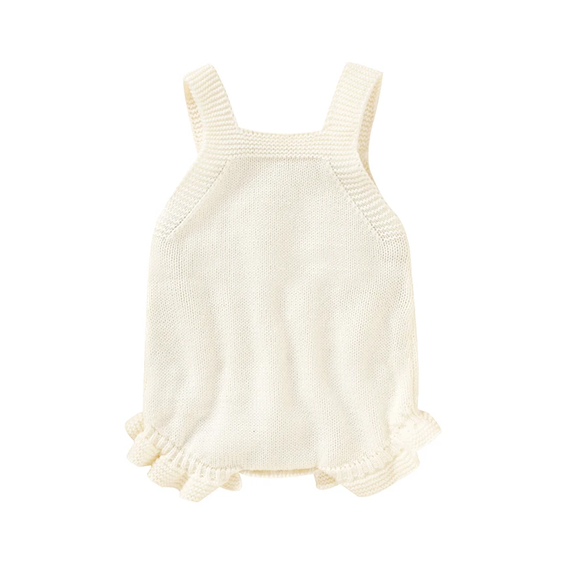 Knitted Acrylic Spaghetti Straps Sleeveless Baby Girls Summer Rompers Portable Infant Jumpsuit Toddler Bodysuit For 0-18 Months