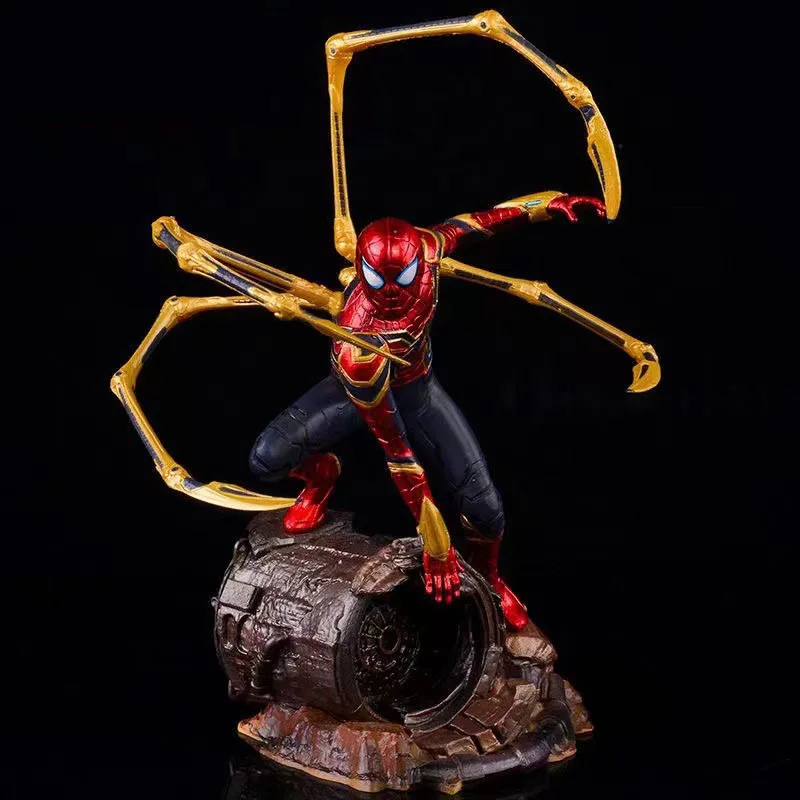 Figura de Héroe de la Liga de los vengadores, muñeco hecho a mano de acero Spider Man, regalo de cumpleaños para niño, Decoración de mesa, modelo de juguete