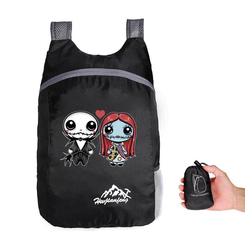 Disney The Nightmare Before Christmas Jack Sally Outdoor sport Travel Portable Folding Backpack Storage Bag Leisure Backpacks