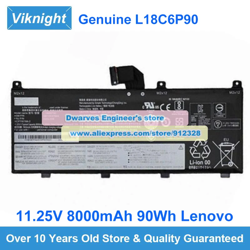 Bateria Genuína para Lenovo Thinkpad P53 20qna00 20qna00 20qna00 20qna00tcd 20qna008cd 11.25v 8000mah 90wh Bateria L18m6p90