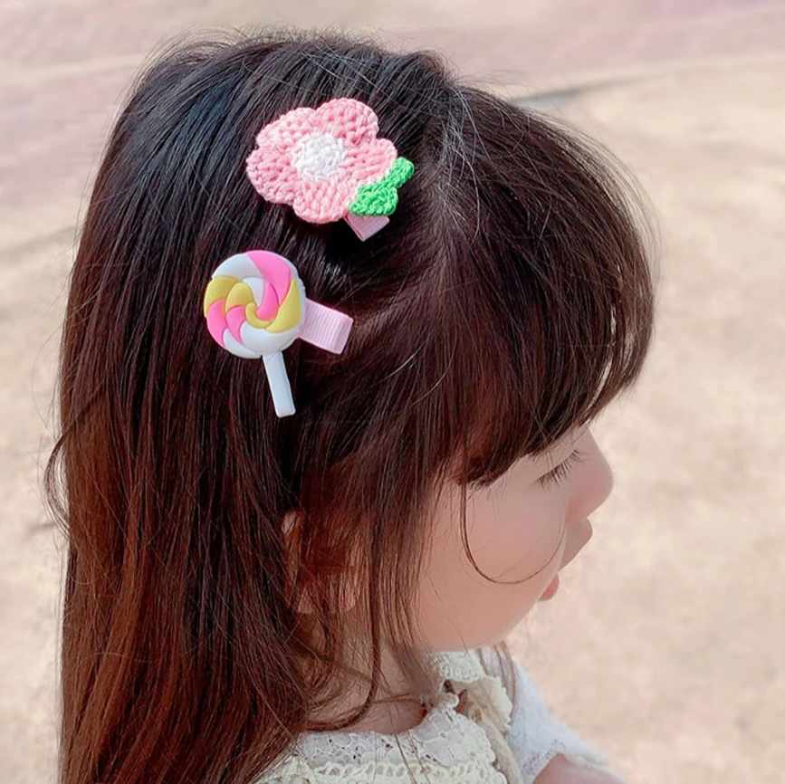 赤ちゃんのヘアクリップセット,花,果物,女の子のバレッタ,髪留め,14個