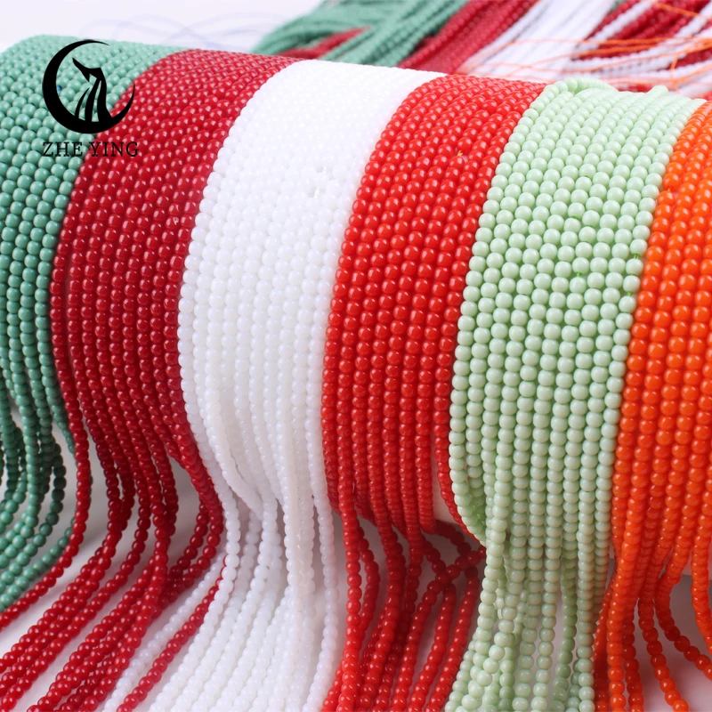 2Mm Koraalkleur Glazen Kralen Rood Oranje Groen Hydro Ronde Kleine Kristal Losse Kralen Voor Diy Sieraden Maken Armband Ketting