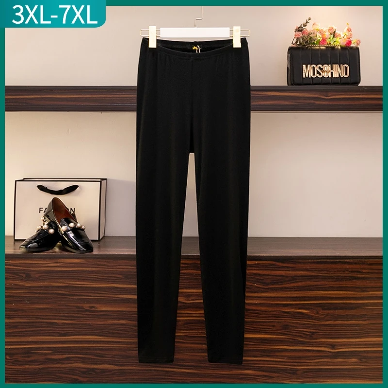 New 2022 Autumn Winter Plus Size Basic Pencil Pants For Women Large Slim Elastic Black Tight Trousers 3XL 4XL 5XL 6XL 7XL