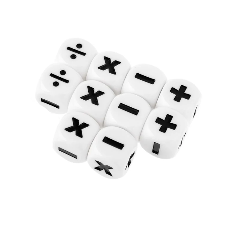 

5/10/20Pcs/set 16mm D6 Addition and Subtraction Symbol Dice Operation Teaching Assistant Props Multiplication and division Dices