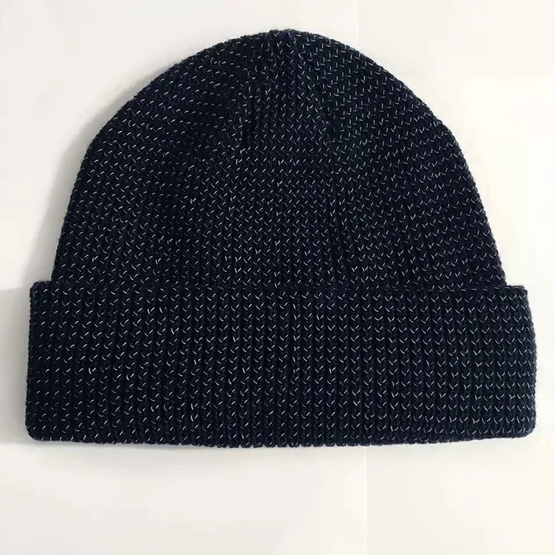 Reflective Beanie Hat Women 2023 Autumn Winter Cap Fashion Female Bonnet Warm Caps Brand Knitted Hats For Men